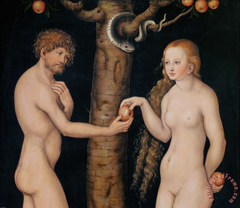 The Elder Lucas Cranach Eve Offering The Apple to Adam In The Garden of Eden Art Painting