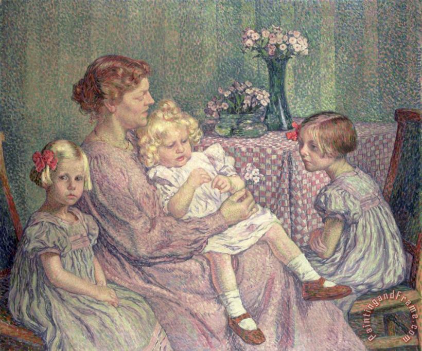 Madame van de Velde and her Children painting - Theo van Rysselberghe Madame van de Velde and her Children Art Print