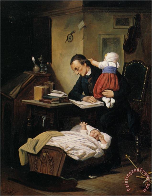 Theodor Alexander Weber The Busy Father Art Painting