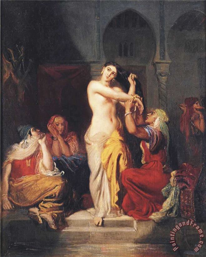 Theodore Chasseriau Moorish Woman Leaving The Bath in The Seraglio Art Painting