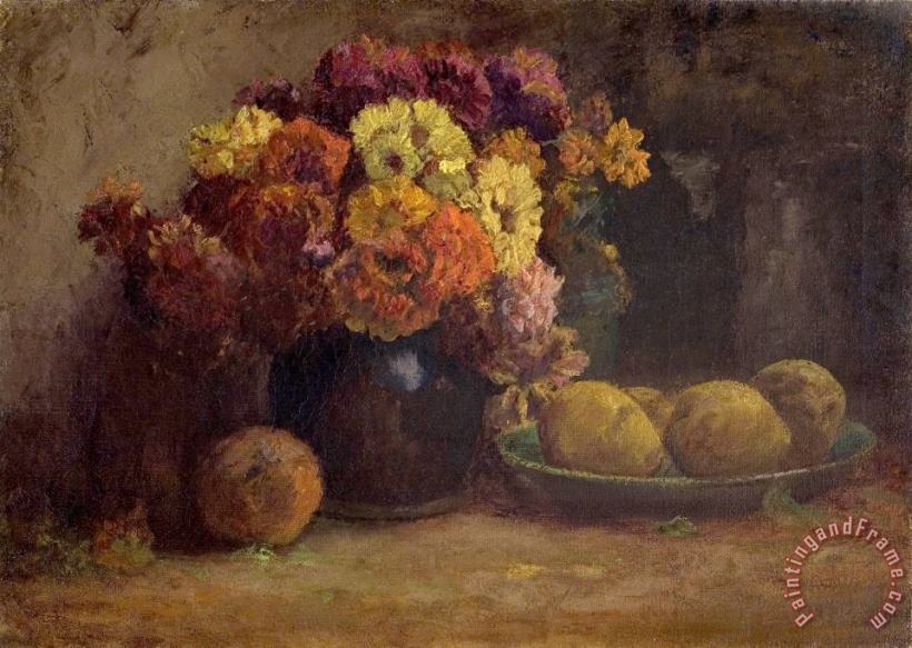 Fruit & Flowers painting - Theodore Clement Steele Fruit & Flowers Art Print