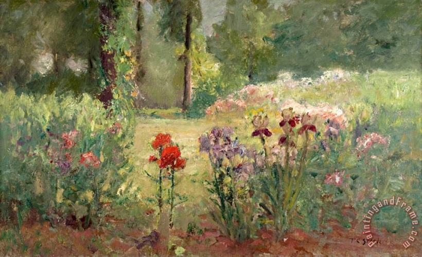 Theodore Clement Steele Iris & Trees (in The Flower Garden) Art Painting