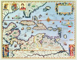 Theodore de Bry Map of the Caribbean islands and the American state of Florida