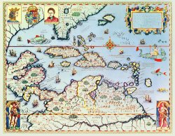 Theodore de Bry - Map of the Caribbean islands and the American state of Florida painting