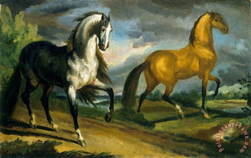 Two Horses painting - Theodore Gericault Two Horses Art Print