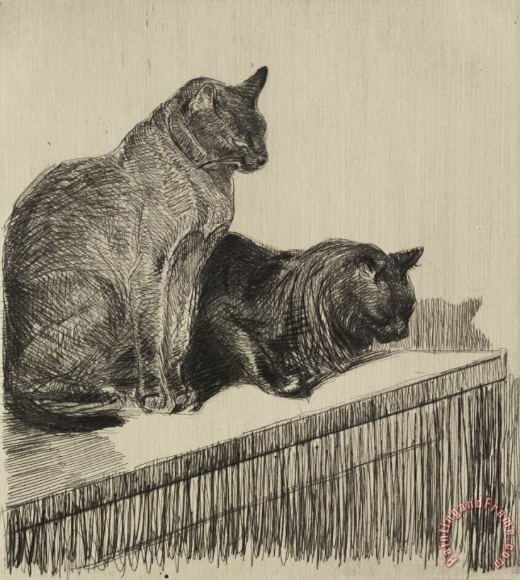 Theophile Alexandre Steinlen Deux Chats Sur Un Meuble Art Print