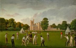 Thomas Bremond A Cricket Match, with Canford Manor Beyond