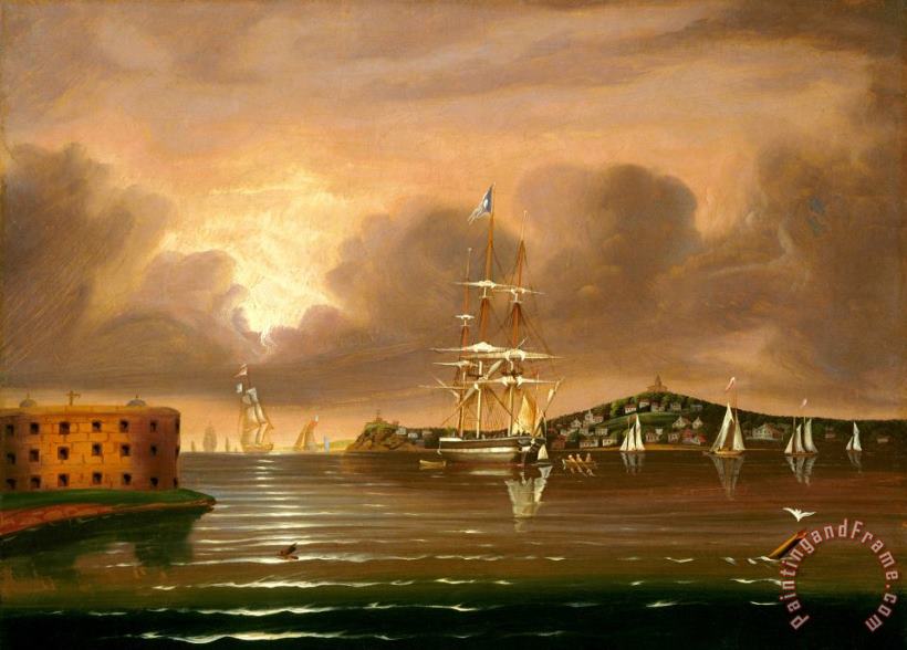 Thomas Chambers Threatening Sky, Bay of New York Art Painting