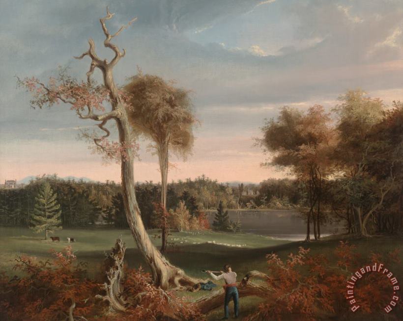 The Woodchopper, Lake Featherstonhaugh painting - Thomas Cole The Woodchopper, Lake Featherstonhaugh Art Print