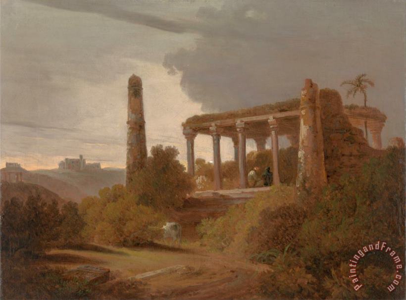 Thomas Daniell Indian Landscape with Temple Ruins painting - Indian