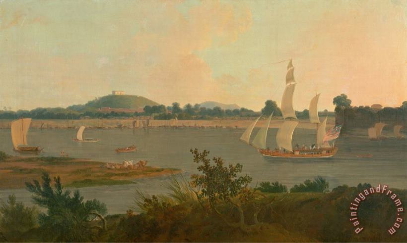 Thomas Daniell Pinnace Sailing Down The Ganges Past Monghyr Fort Art Print