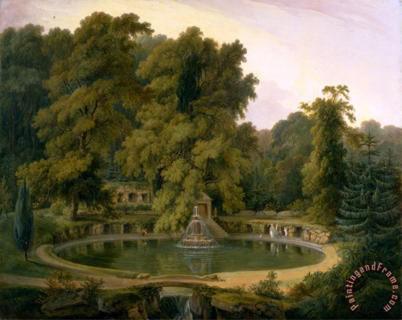 Temple, Fountain And Cave in Sezincote Park painting - Thomas Daniell Temple, Fountain And Cave in Sezincote Park Art Print