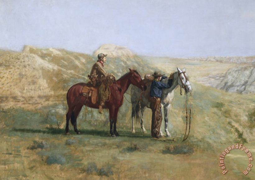 Thomas Eakins Detail of Cowboys in The Badlands Art Print