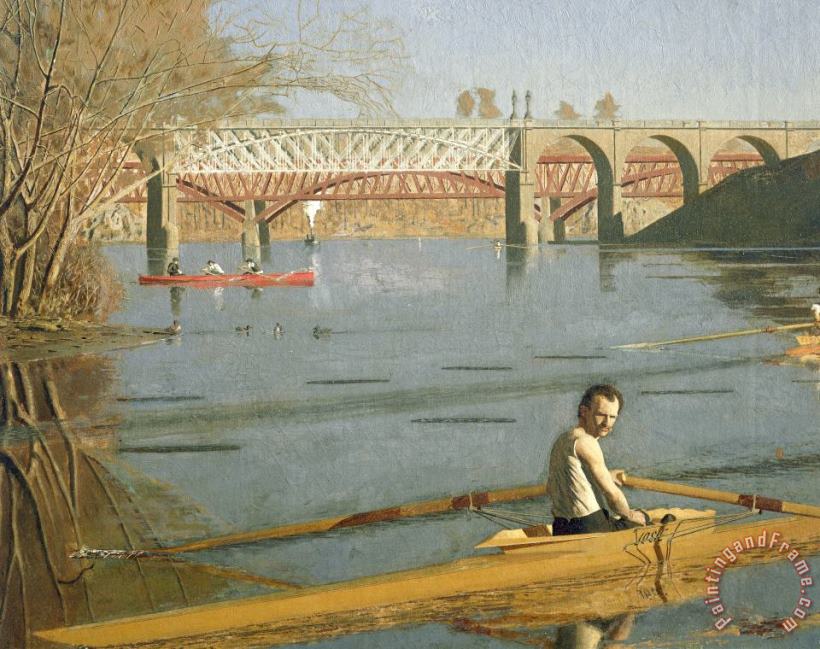 Max Schmitt in a Single Scull painting - Thomas Eakins Max Schmitt in a Single Scull Art Print