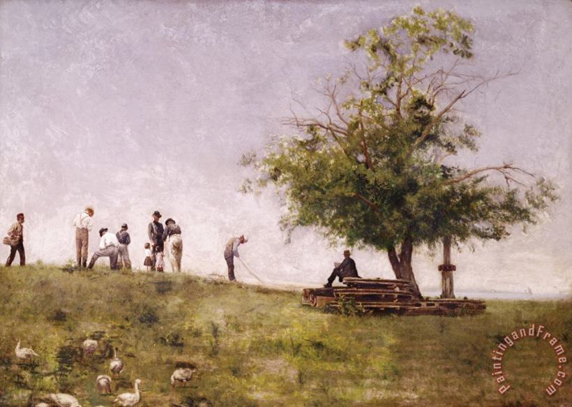 Thomas Eakins Mending The Net Art Painting