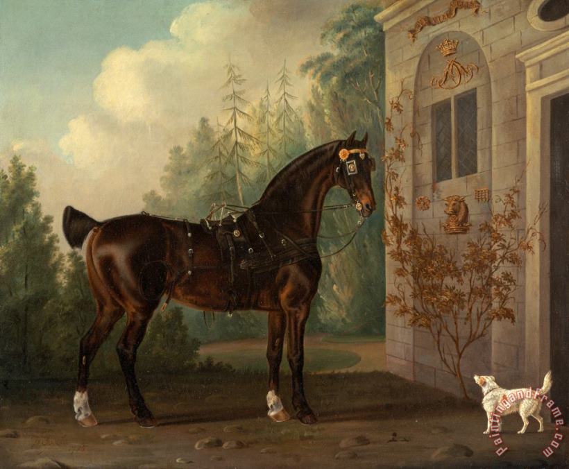 Lord Abergavenny's Dark Bay Carriage Horse with a Terrier painting - Thomas Gooch Lord Abergavenny's Dark Bay Carriage Horse with a Terrier Art Print