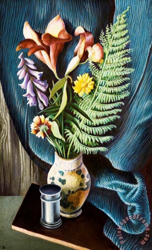 Thomas Hart Benton Still Life with Lilies And Ferns Art Painting