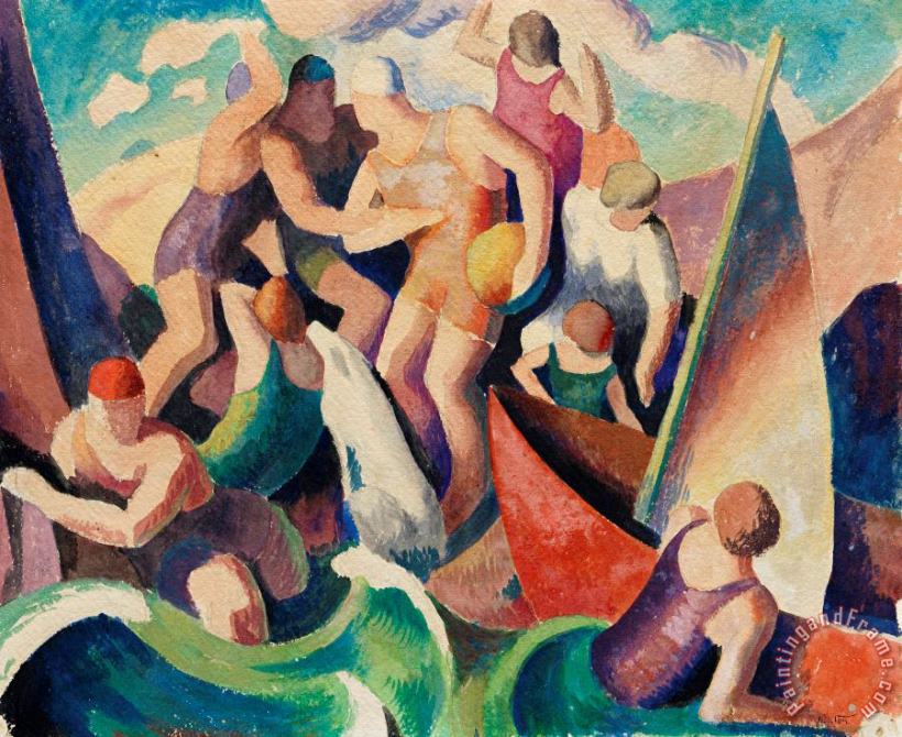 Study for 'people of Chilmark' a Double Sided Work painting - Thomas Hart Benton Study for 'people of Chilmark' a Double Sided Work Art Print