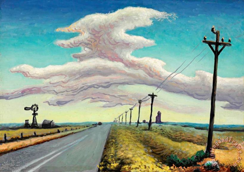 Texas Panhandle, Route #66 painting - Thomas Hart Benton Texas Panhandle, Route #66 Art Print