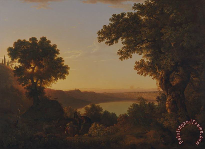 Lake Albano, Italy painting - Thomas Jones Lake Albano, Italy Art Print