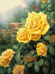 Thomas Kinkade - A Perfect Yellow Rose painting