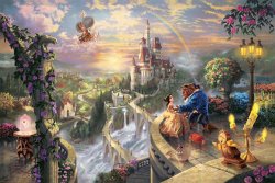 Thomas Kinkade - Beauty And The Beast Falling in Love painting