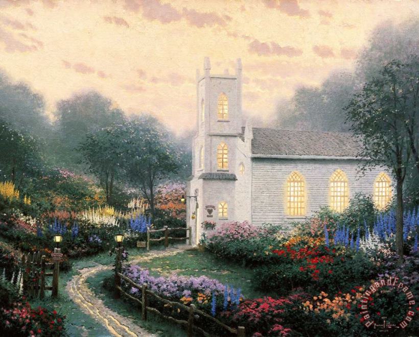 Thomas Kinkade Blossom Hill Church Art Print