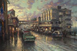 Thomas Kinkade - Cannery Row Sunset painting