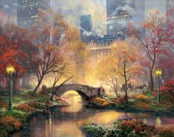 Thomas Kinkade - Central Park in The Fall painting