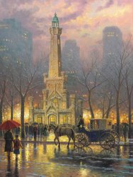 Thomas Kinkade Chicago, Winter at The Water Tower