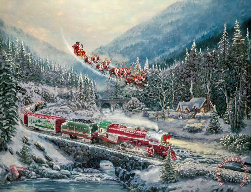 Christmas Light Express painting - Thomas Kinkade Christmas Light Express Art Print