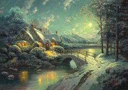 Thomas Kinkade - Christmas Moonlight painting