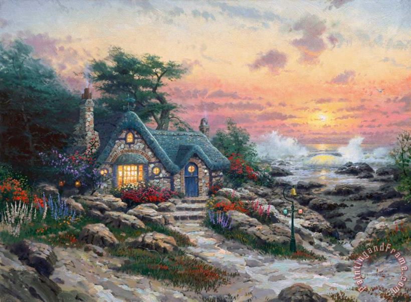 Cottage by The Sea painting - Thomas Kinkade Cottage by The Sea Art Print