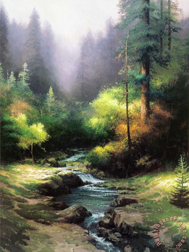 Creekside Trail painting - Thomas Kinkade Creekside Trail Art Print