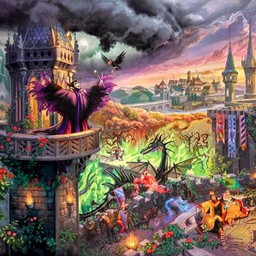 Thomas Kinkade Disney Maleficent Art Painting