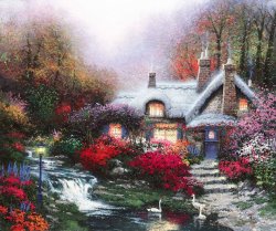 Thomas Kinkade Evening at Swanbrooke Cottage, Thomashire