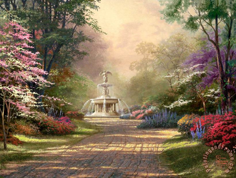 Fountain of Blessings painting - Thomas Kinkade Fountain of Blessings Art Print