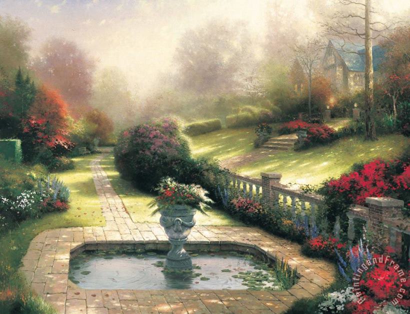 Gardens Beyond Autumn Gate painting - Thomas Kinkade Gardens Beyond Autumn Gate Art Print