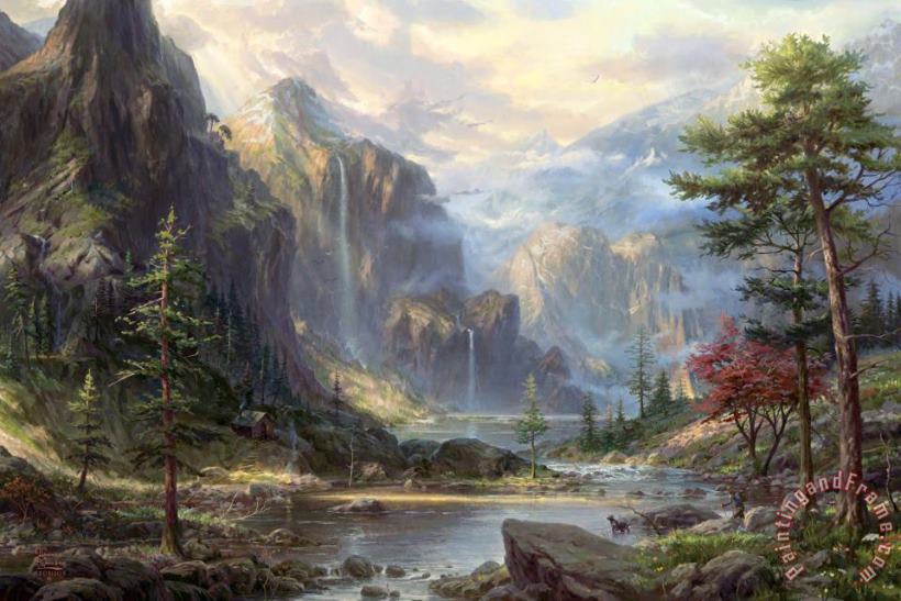 Thomas Kinkade High Country Wilderness Art Painting
