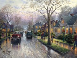 Thomas Kinkade - Hometown Christmas painting