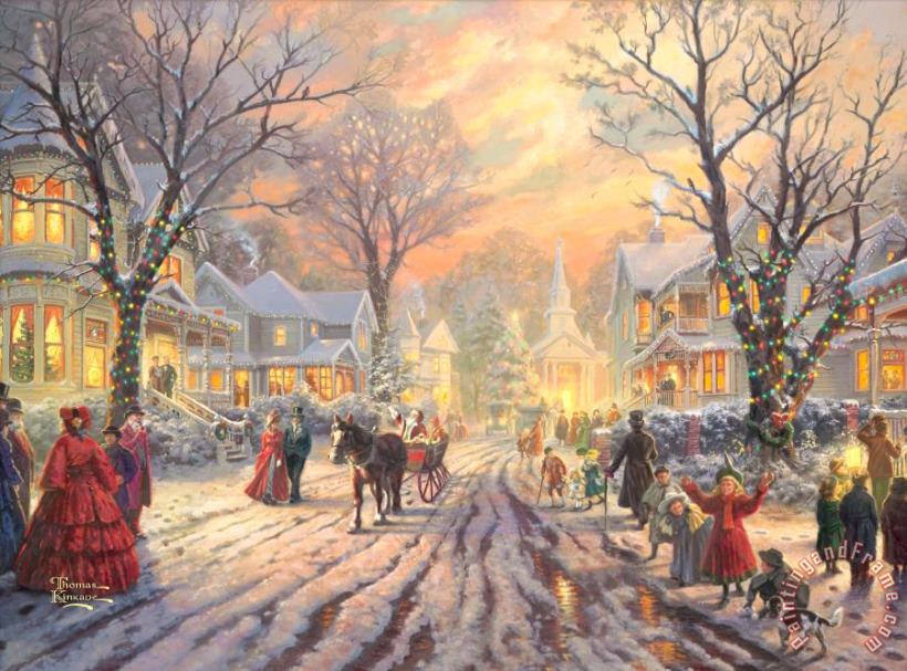 Ictorian Christmas painting - Thomas Kinkade Ictorian Christmas Art Print