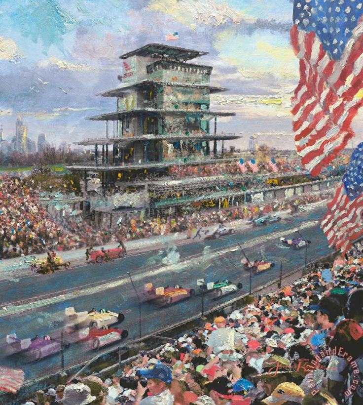 Indianapolis Motor Speedway, 100th Anniversary Study painting - Thomas Kinkade Indianapolis Motor Speedway, 100th Anniversary Study Art Print