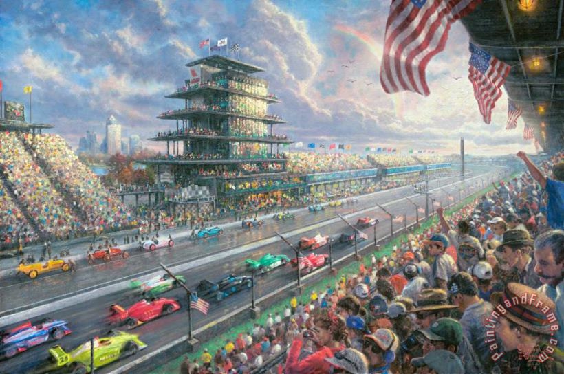 Thomas Kinkade Indy Excitement, 100 Years of Racing Atindianapolis Motor Speedway Art Painting