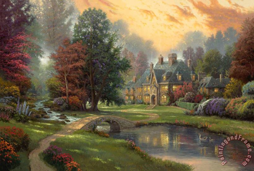 Lakeside Manor painting - Thomas Kinkade Lakeside Manor Art Print