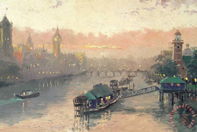 Thomas Kinkade London at Sunset Art Painting