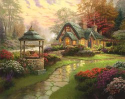 Thomas Kinkade - Make a Wish Cottage painting