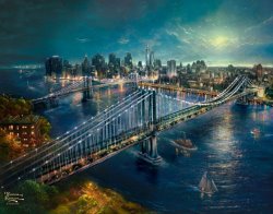 Thomas Kinkade Moonlight Over Manhattan