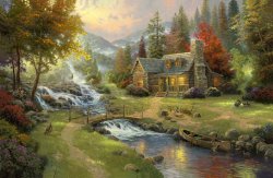 Thomas Kinkade - Mountain Paradise painting