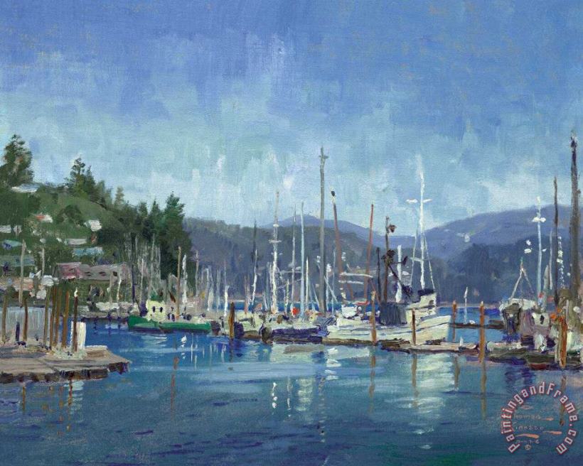Newport Harbor painting - Thomas Kinkade Newport Harbor Art Print