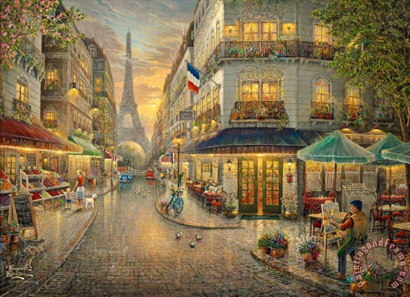Paris Cafe painting - Thomas Kinkade Paris Cafe Art Print